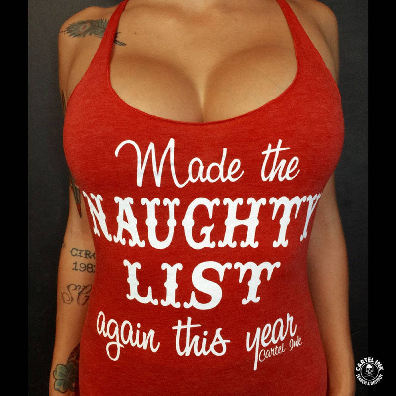 Cartel Ink - 3484-RED WHITE | Made The Naughty List Again | W's Racerback: Red White / M - TANKTOP - Synik Clothing - synikclothing.com