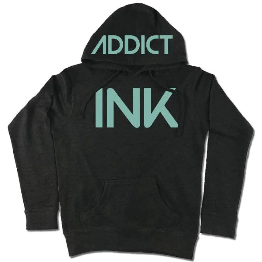 INK-ADDICT-INK-WOMEN'S-CHARCOAL-HEATHER-PULLOVER-HOODIE-MINT - PULLOVER HOODIE - Synik Clothing - synikclothing.com