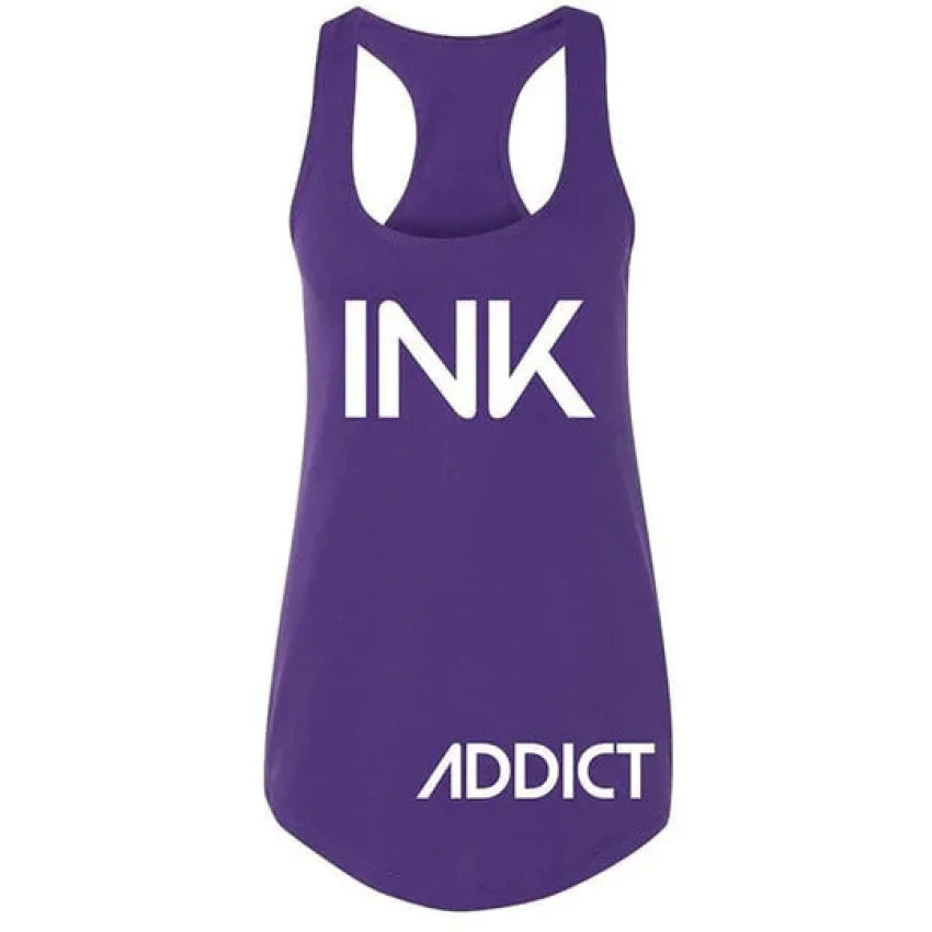 INK-ADDICT-INK-WOMEN'S-PURPLE-RACERBACK-TANK-WHITE - TANK TOP - Synik Clothing - synikclothing.com