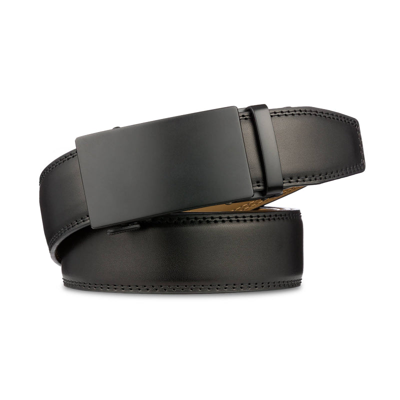 Mio Marino - Sleek Luster Ratchet Belt: Adjustable from 28" to 44" Waist / Obsidian - BELT - Synik Clothing - synikclothing.com