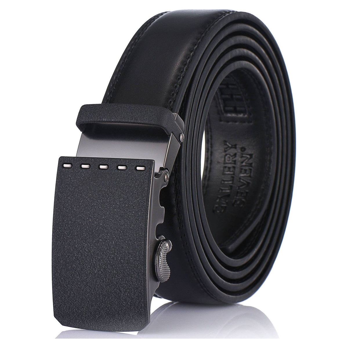 Mio Marino - Modern Matte Leather Ratchet Belt: Adjustable from 28" to 44" Waist / Obsidian - BELT - Synik Clothing - synikclothing.com