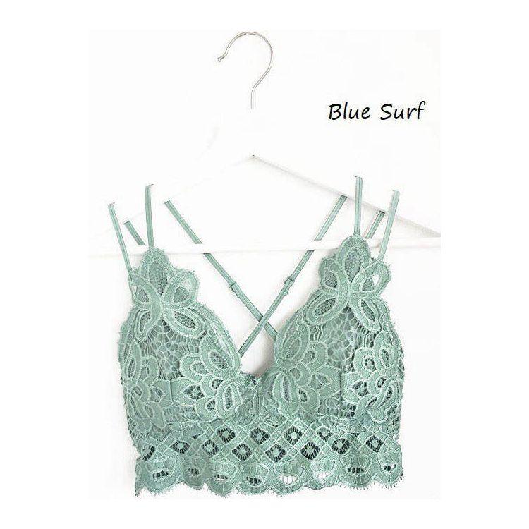 SCALLOPED LACE CAMI BRALETTE: BLUE SURF – Synik Clothing