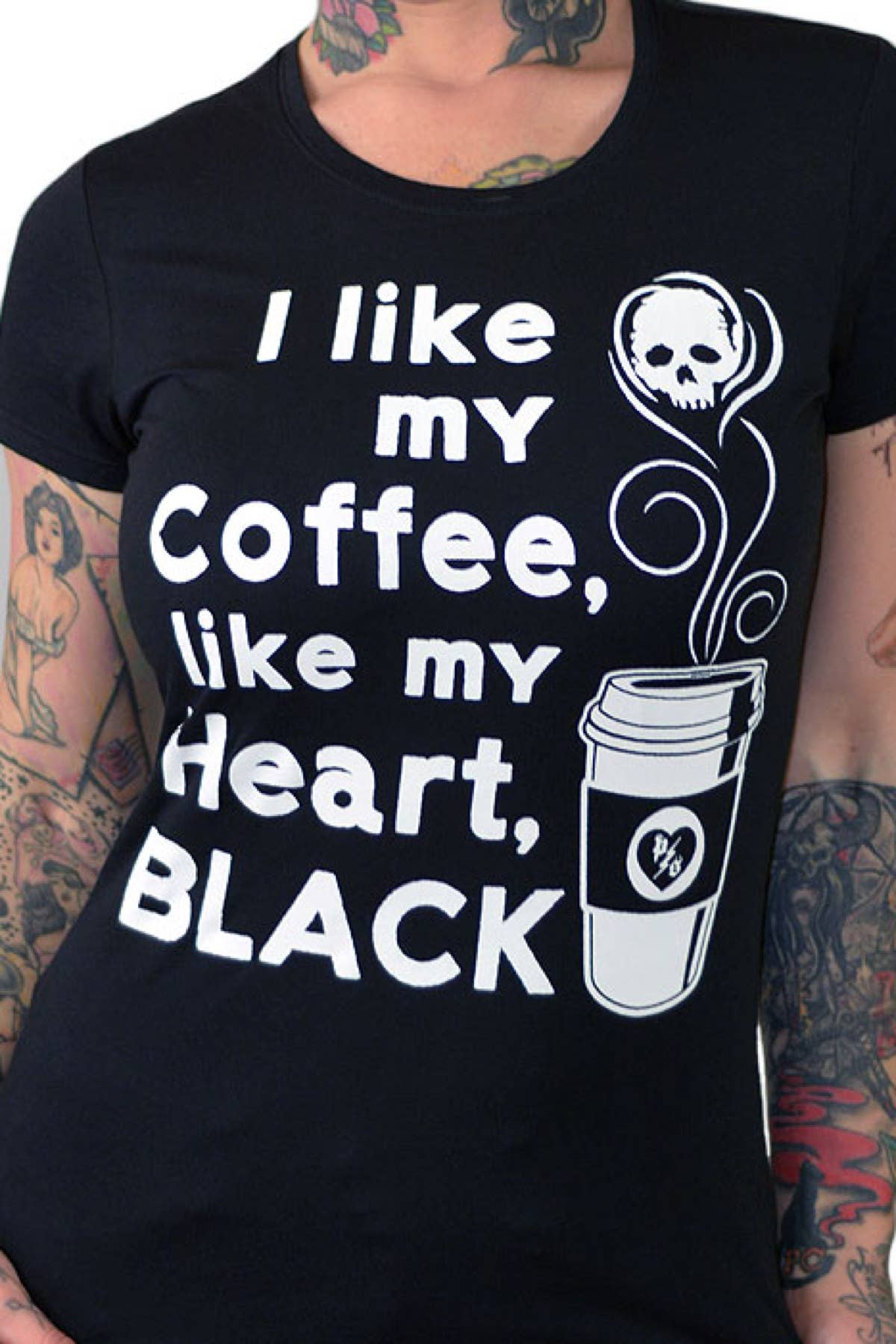 Pinky Star - I LIKE MY COFFEE, LIKE MY HEART, BLACK Women's Graphic Tee