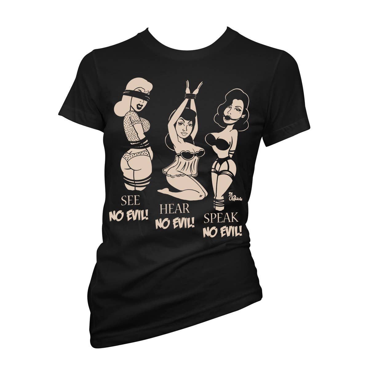 Pinky Star - NO EVIL Vintage Pinup Graphic Print Tee