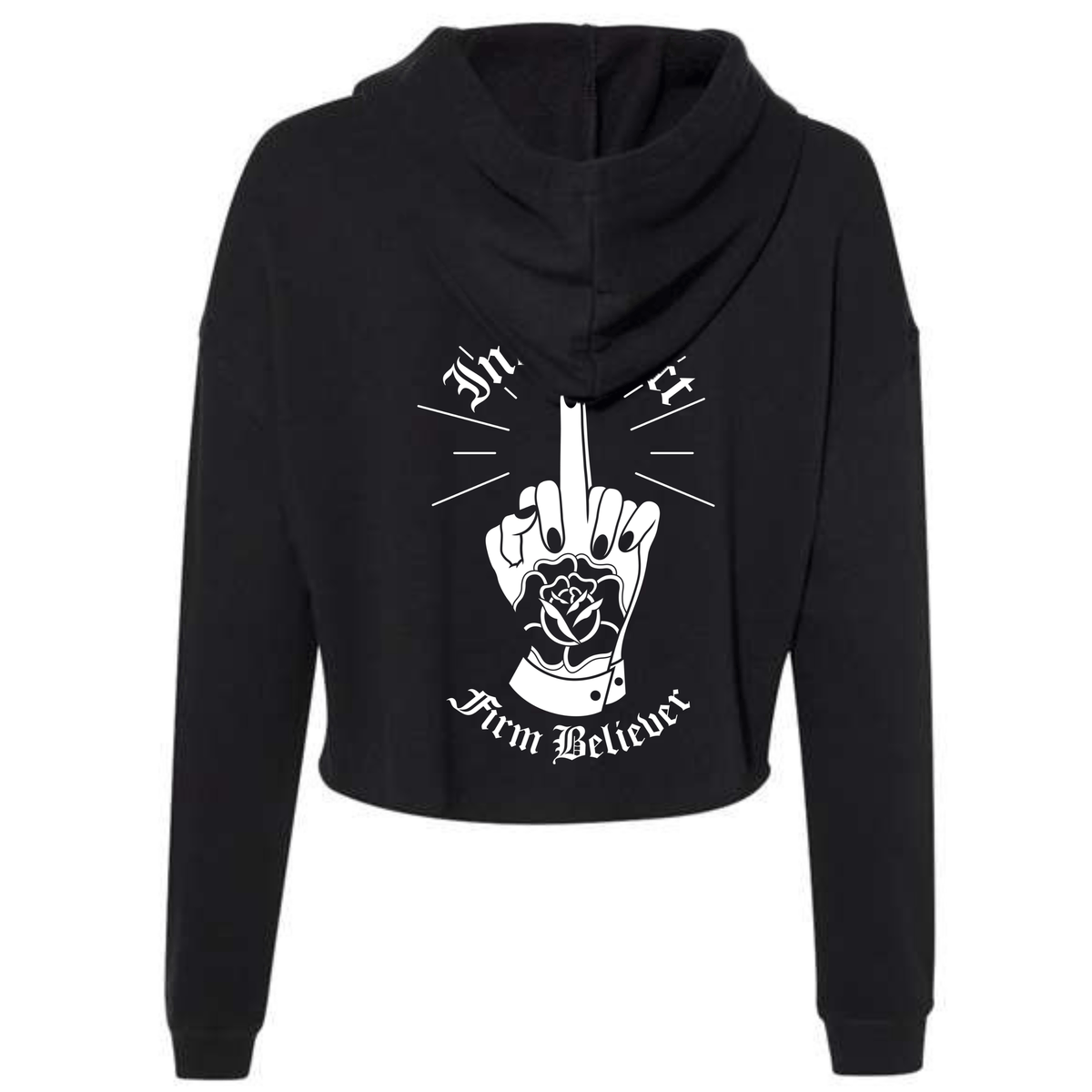 INK ADDICT FIRM BELIEVER CROP WOMEN'S PULLOVER HOODIE