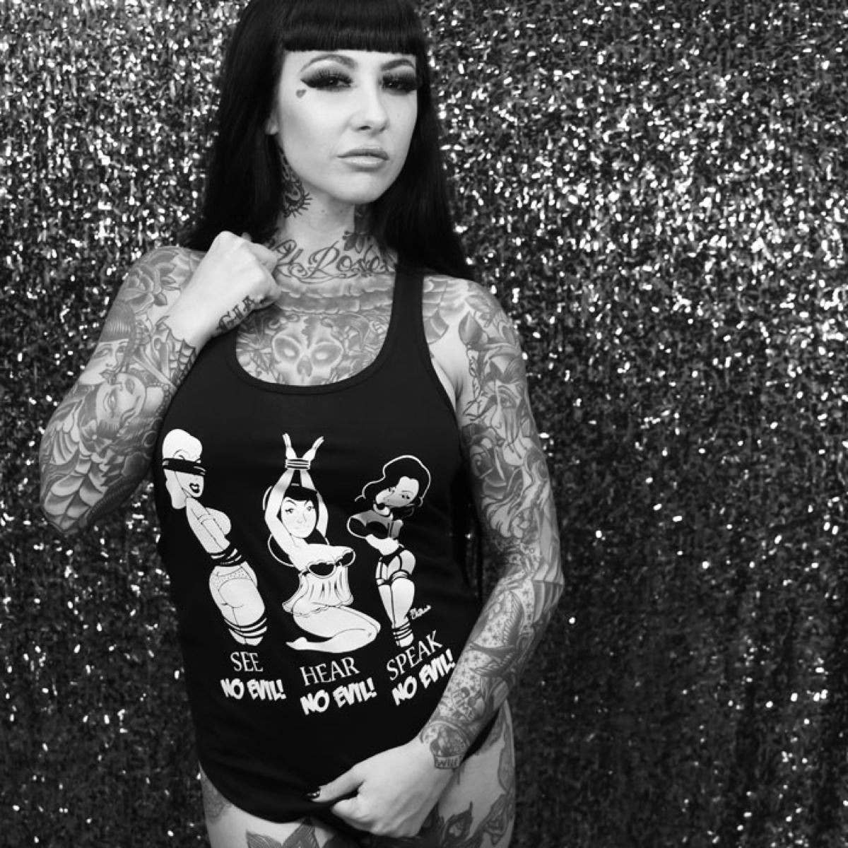 Pinky Star - NO EVIL Vintage Pinup Graphic Print Tank