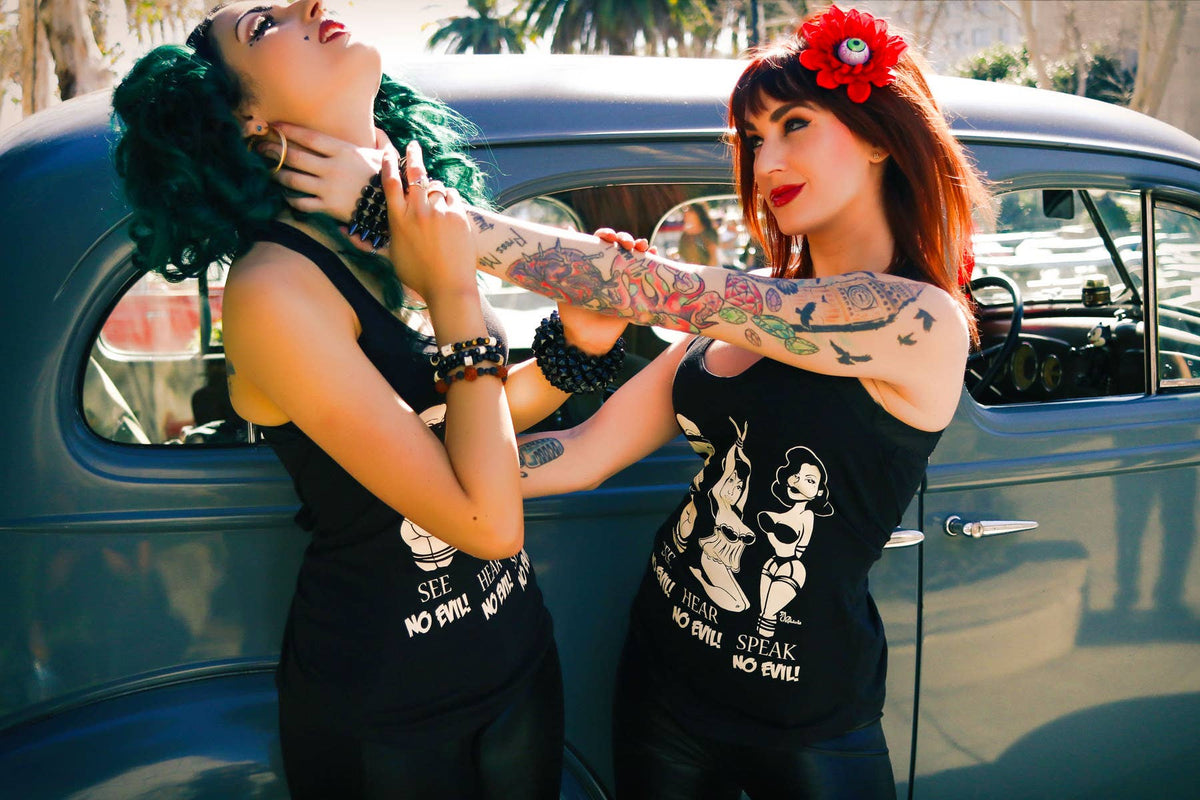 Pinky Star - NO EVIL Vintage Pinup Graphic Print Tank