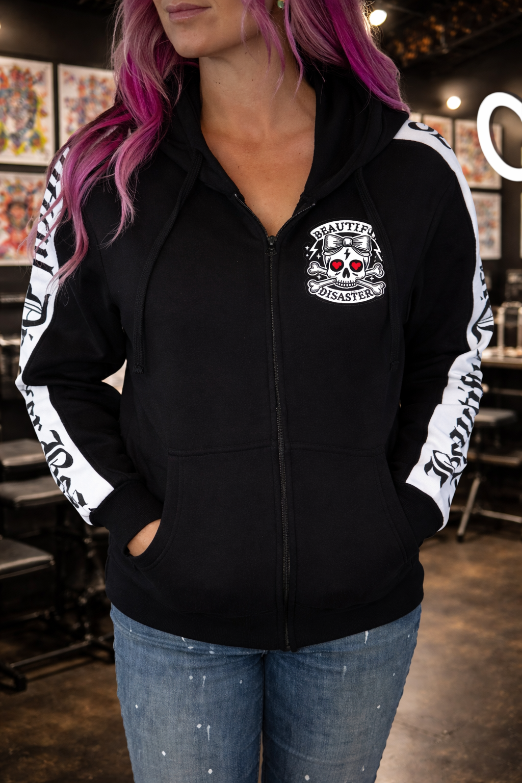 Beautiful Disaster - Badge Of Honor Zip Hoodie