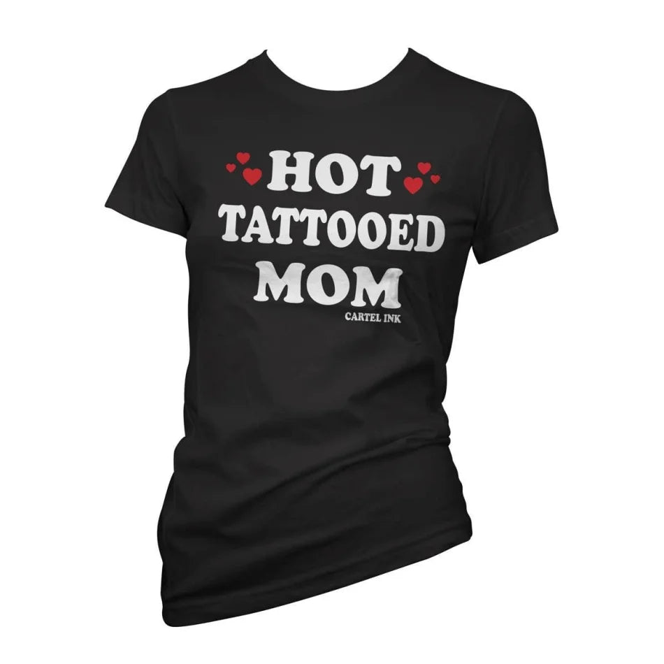 Cartel Ink - 4380-BLACK WHITE RED | Hot Tattooed Mom | Women's T-Shirt