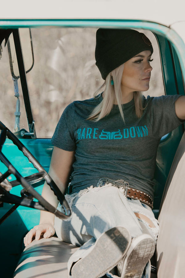 BAREDOWN BRAND BAREDOWN CHARCOAL/TEAL T-SHIRT