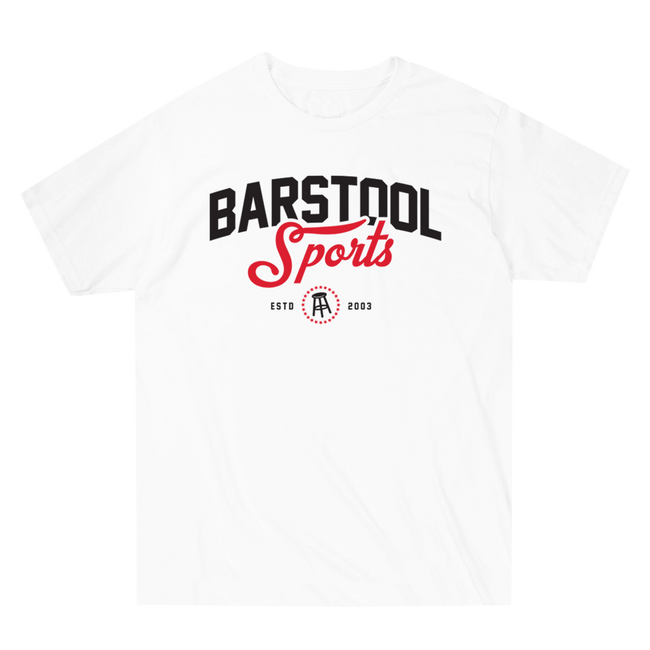BARSTOOL SPORTS ARCHED LOGO SCRIPT TEE