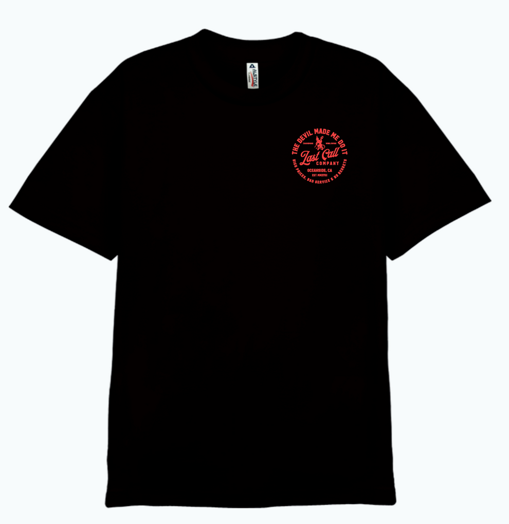 LAST CALL CO. DEVIL MADE BADGE TSHIRT