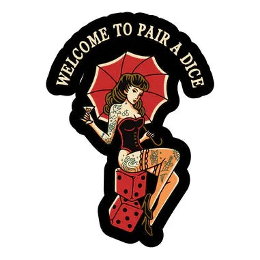 LAST CALL CO. Welcome to Pairadice Pin Up Girl Sticker