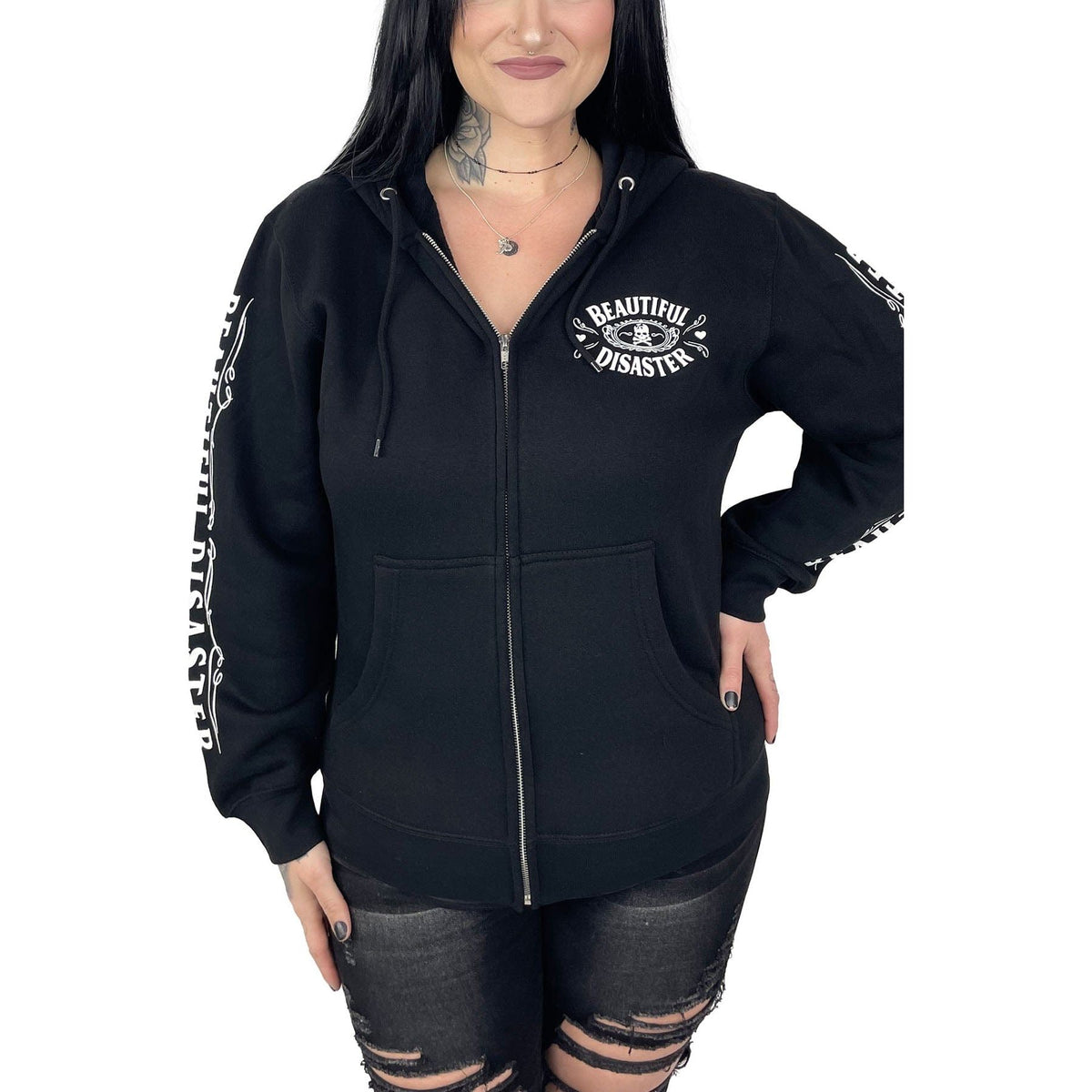 BEAUTIFUL DISASTER Stronger 100 Proof Zip Hoodie