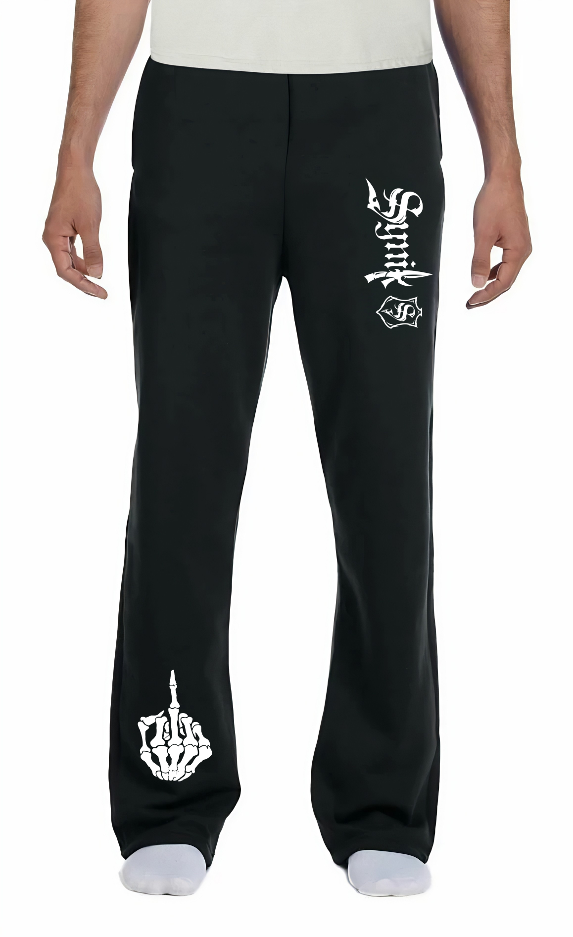 Synik Clothing WE SALUTE YOU- MIDDLE FINGER-Open Bottom Sweatpants SP 26