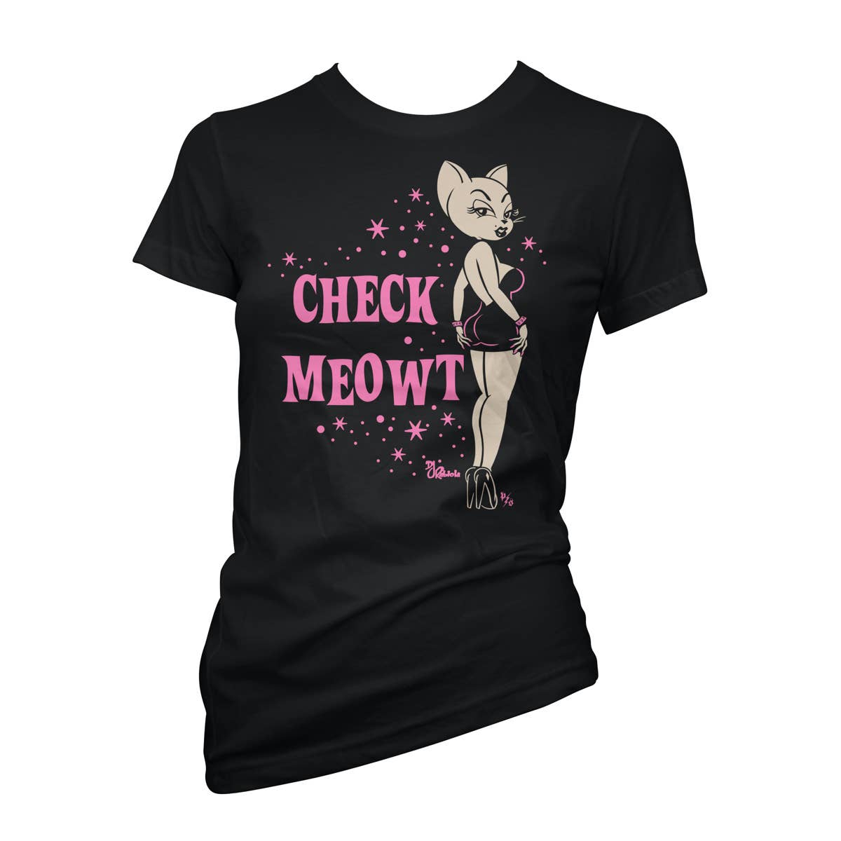 Pinky Star - PS1391-BLACK PINK CREAM | Check Meowt | Women's T-Shirt