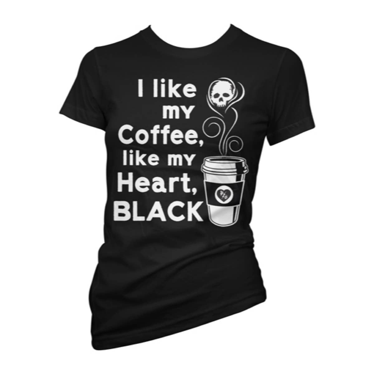 Pinky Star - I LIKE MY COFFEE, LIKE MY HEART, BLACK Women's Graphic Tee