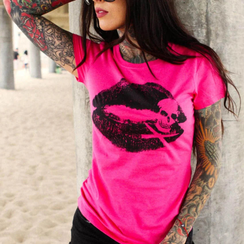 Cartel Ink - 3009-PINK BLACK | Kiss Of Death* - - synikclothing.com