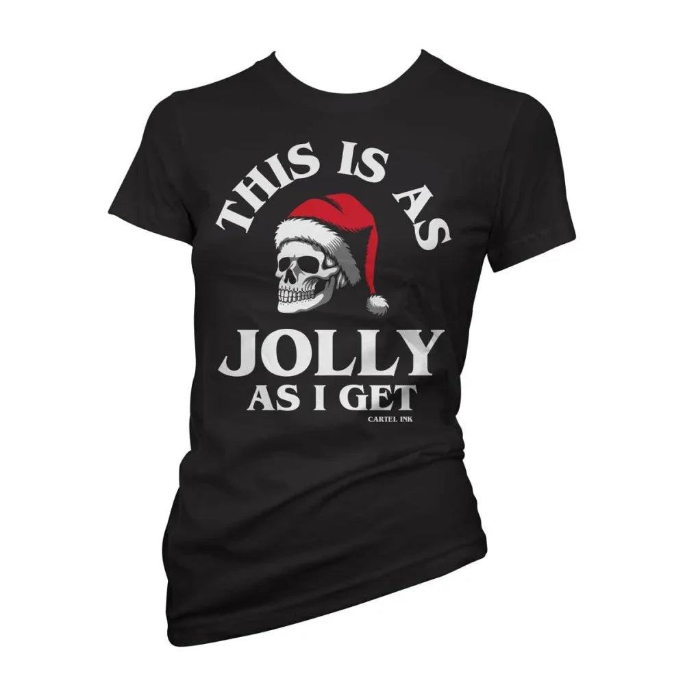 Cartel Ink - 4415-BLACK WHITE RED | This Is As Jolly As I Get | Women Tee: Black White Red / L - T-SHIRT - synikclothing.com