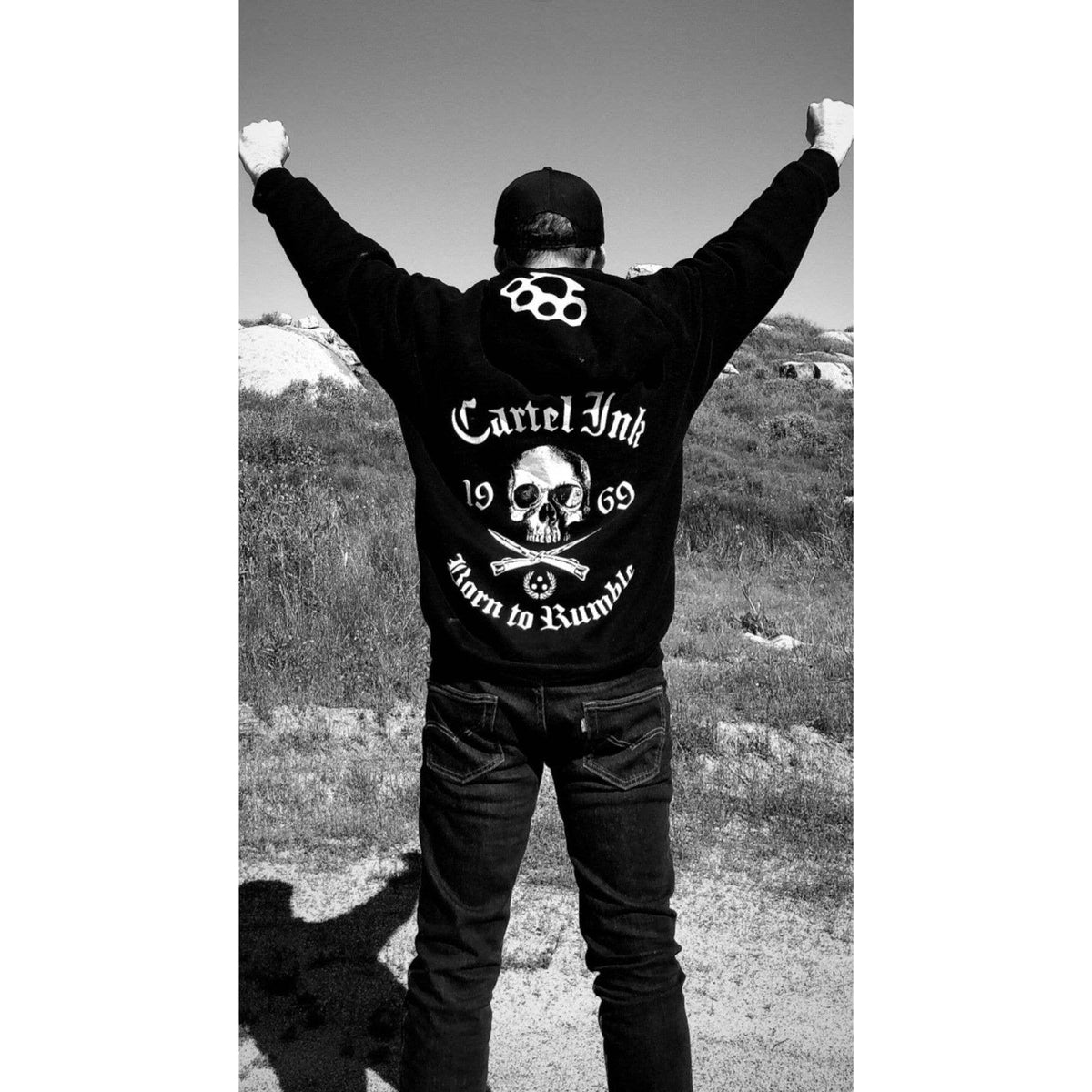 Cartel Ink - Cartel Ink Born To Rumble (Knuckles): Black White / 2XL - - synikclothing.com