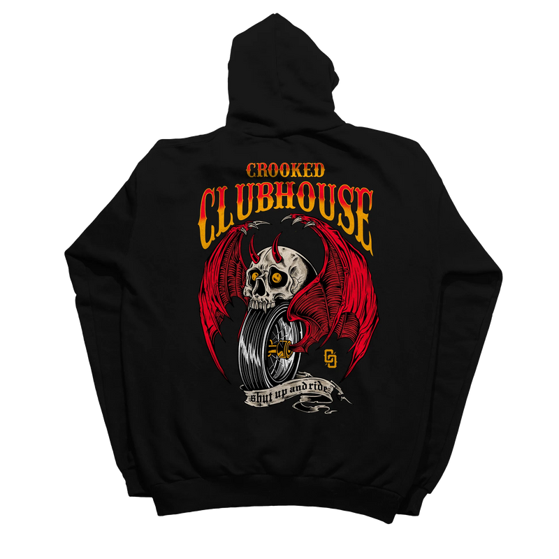 CROOKED-CLUBHOUSE-SHUT-UP-&-RIDE-4-PULLOVER-HOODIE - PULLOVER HOODIE - Synik Clothing - synikclothing.com
