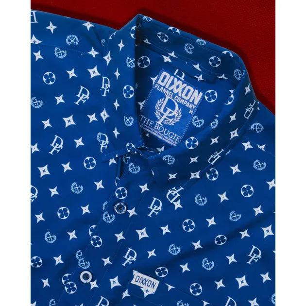 DIXXON-FLANNEL-BOUGIE-PARTY-SHIRT-BLUE-WHITE-WITH-BAG - SHORT SLEEVE - Synik Clothing - synikclothing.com