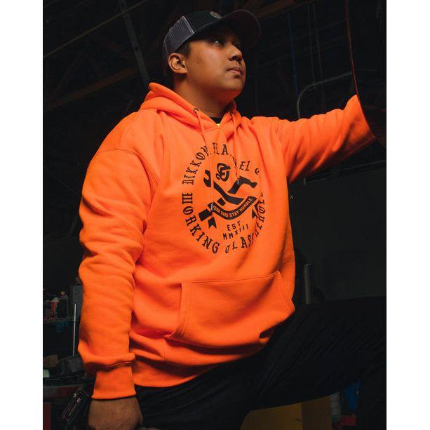 DIXXON-FLANNEL-PULLOVER-HOODIE-WORKING-CLASS-CREST-HI-VIS-ORANGE-HOODIE - PULLOVER HOODIE - synikclothing.com