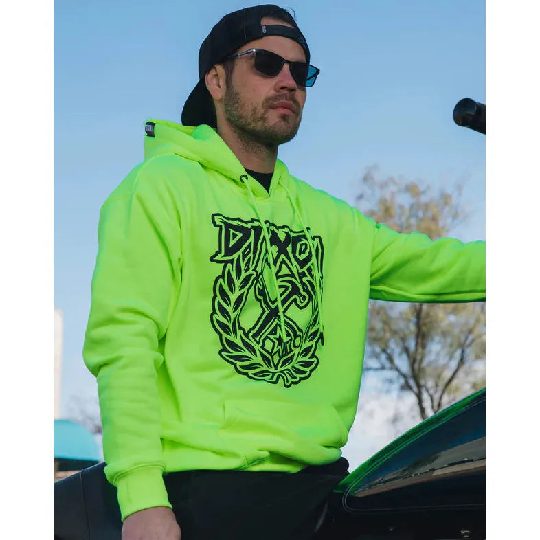 DIXXON-FLANNEN-PULLOVER-HOODIE-BLACK-PARTY-CREST-HI-VIS-YELLOW-HOODIE - PULLOVER HOODIE - Synik Clothing - synikclothing.com