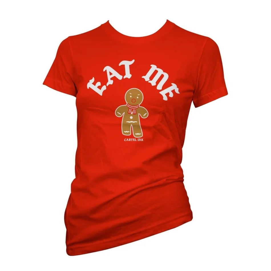 Cartel Ink - 4413-RED WHITE BROWN | Eat Me | Women's T-Shirt