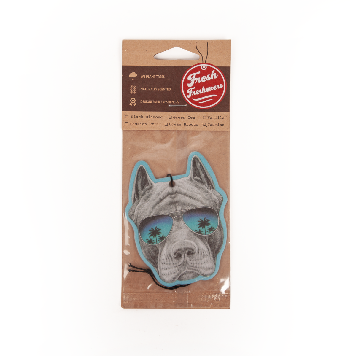 Fresh Fresheners - Pit bull With Sunnies Air Freshener Pack of 12