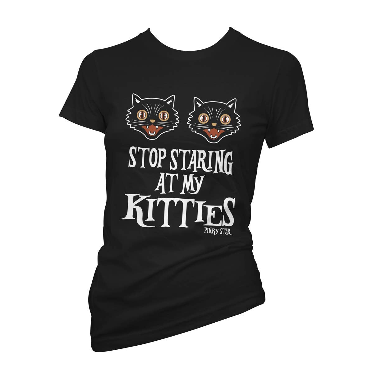 Pinky Star - PS1436-BLACK MULTI | Stop Staring At My Kitties | Women's T