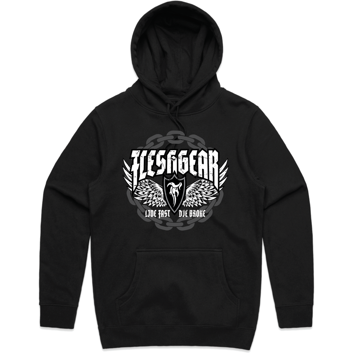 FLESHGEAR-Men's-Knit-Hooded-Pullover-Chain - PULLOVER HOODIE - synikclothing.com