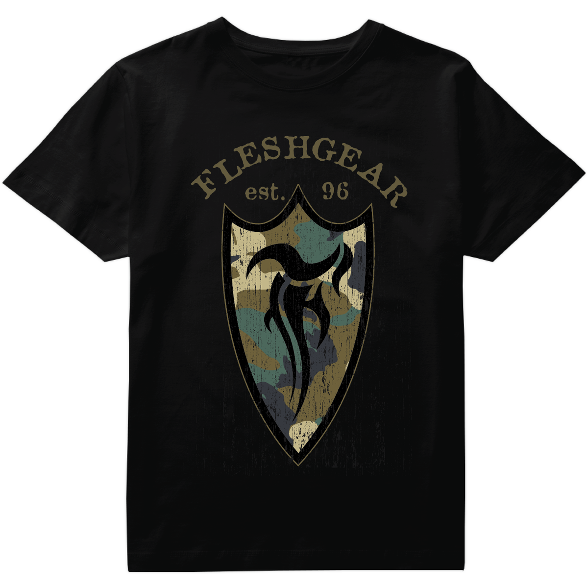 FLESHGEAR-Men's-Knit-S/S-Crew-Tee-Camo-Shield - T-SHIRT - Synik Clothing - synikclothing.com