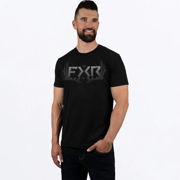 FXR-RACING-23/24-MEN-ANTLER-PREMIUM-T-SHIRT-BLACK/GREY - T-SHIRT - Synik Clothing - synikclothing.com