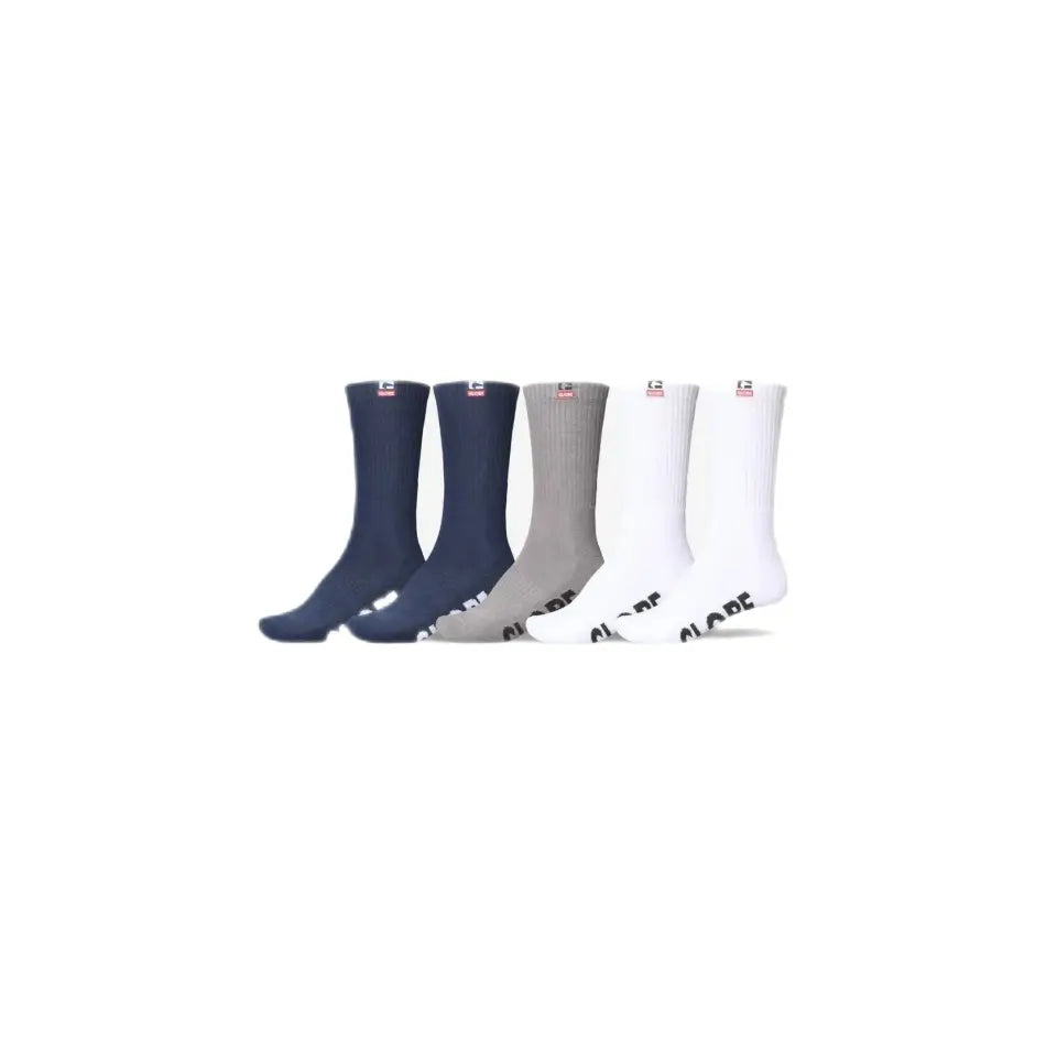 GLOBE SHOES WOVEN LOGO HI CREW SOCK 5 PACK - SCKS - synikclothing.com