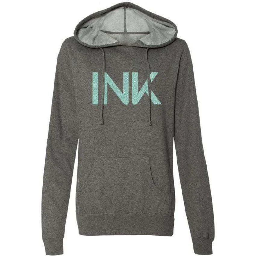 INK-ADDICT-INK-GLITTER-WOMEN'S-GUNMETAL-PULLOVER-HOODIE-MINT - PULLOVER HOODIE - Synik Clothing - synikclothing.com