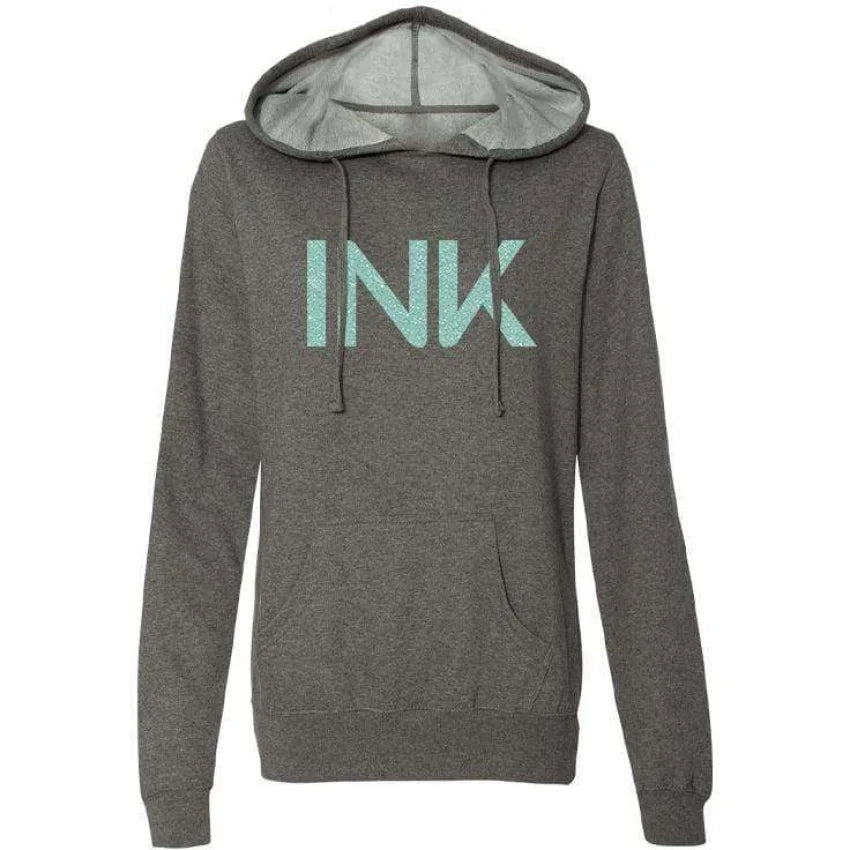 INK-ADDICT-INK-GLITTER-WOMEN'S-GUNMETAL-PULLOVER-HOODIE-MINT - PULLOVER HOODIE - synikclothing.com