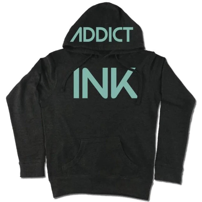 INK-ADDICT-INK-WOMEN'S-CHARCOAL-HEATHER-PULLOVER-HOODIE-MINT - PULLOVER HOODIE - synikclothing.com