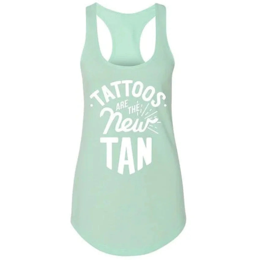 INK-ADDICT-NEW-TAN-WOMEN'S-MINT-RACERBACK-WHITE - TANK TOP - Synik Clothing - synikclothing.com