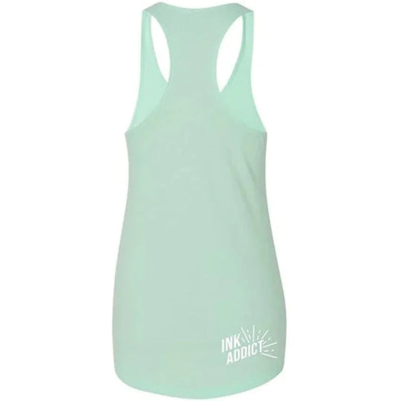 INK-ADDICT-NEW-TAN-WOMEN'S-MINT-RACERBACK-WHITE - TANK TOP - Synik Clothing - synikclothing.com