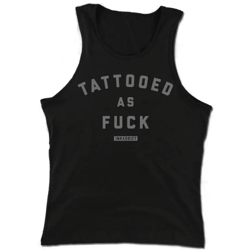 INK-ADDICT-TATTOOED-AS-FUCK-MEN'S-BLACK-TANK - TANK TOP - Synik Clothing - synikclothing.com