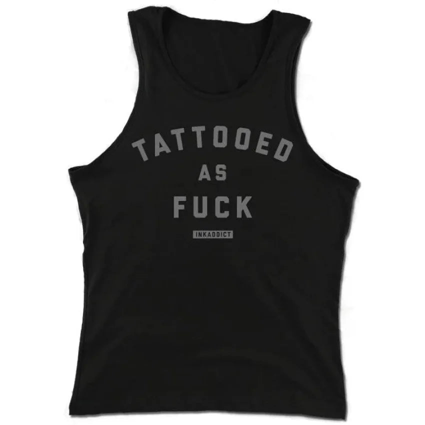 INK-ADDICT-TATTOOED-AS-FUCK-MEN'S-BLACK-TANK - TANK TOP - synikclothing.com