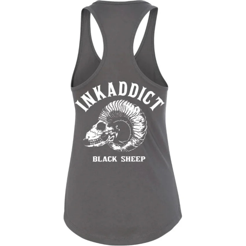 INK-ADDICT-THROWBACK-BLACK-SHEEP-WOMEN'S-RACERBACK-TANK - TANK TOP - Synik Clothing - synikclothing.com