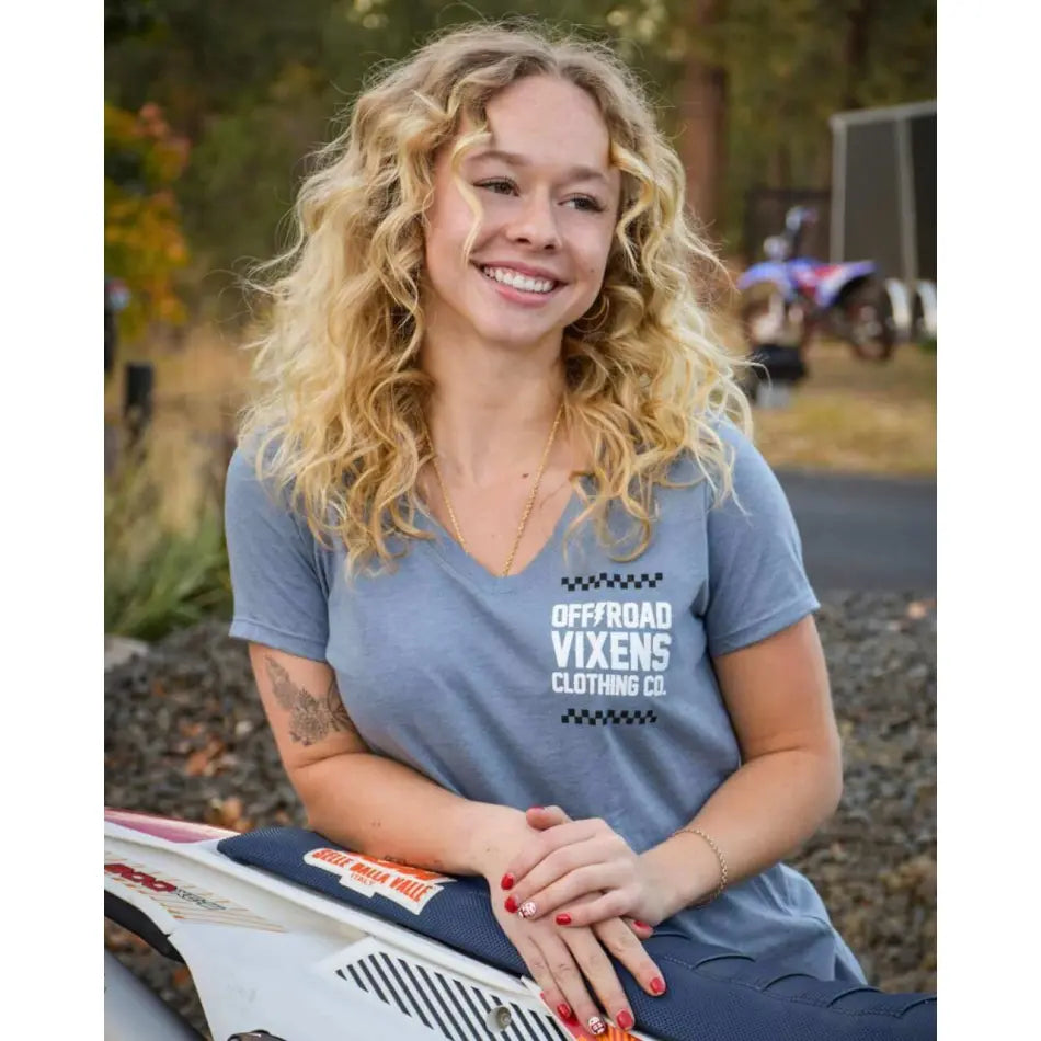 OFF ROAD VIXENS BANDANA LADIES V NECK TSHIRT - T-SHIRT - synikclothing.com