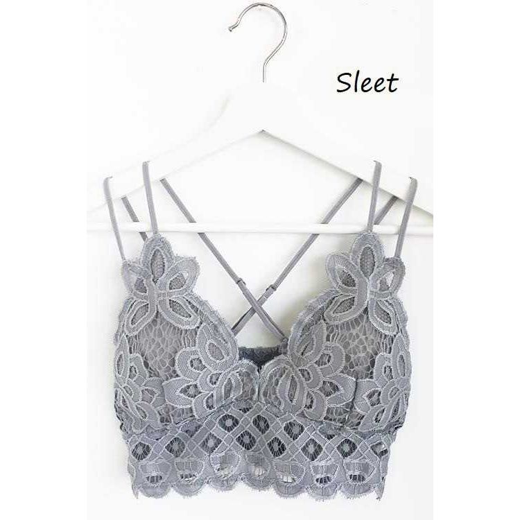 SCALLOPED LACE CAMI BRALETTE: STONE - - Synik Clothing - synikclothing.com