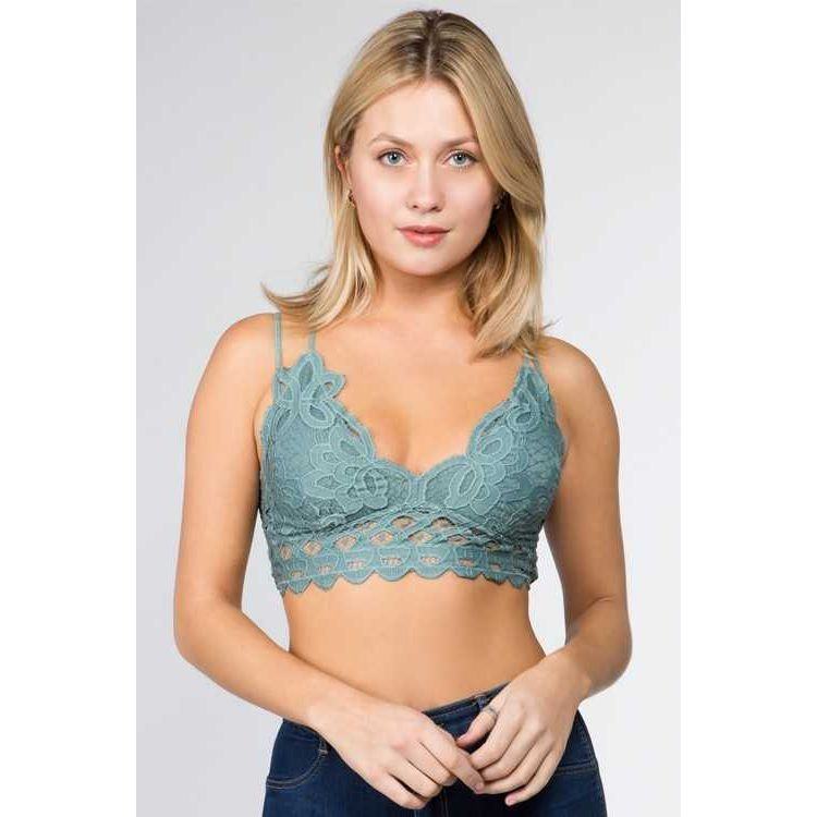 SCALLOPED LACE CAMI BRALETTE: STONE - - synikclothing.com