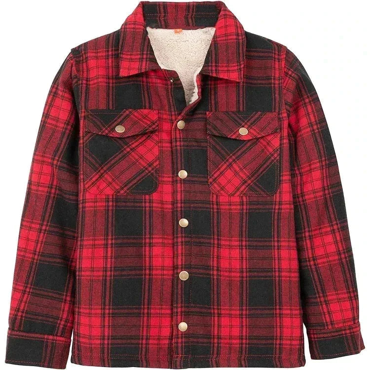 SILVER-JEANS-BOYS-PLAID-SHIRT-JACKET-WITH-SHERPA - JACKET - synikclothing.com