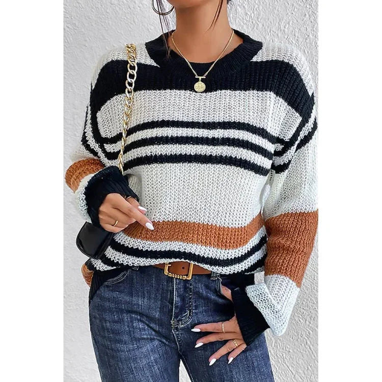 UNISHE - Multicolor Striped Knit Pullover Sweater OYM066 - - synikclothing.com