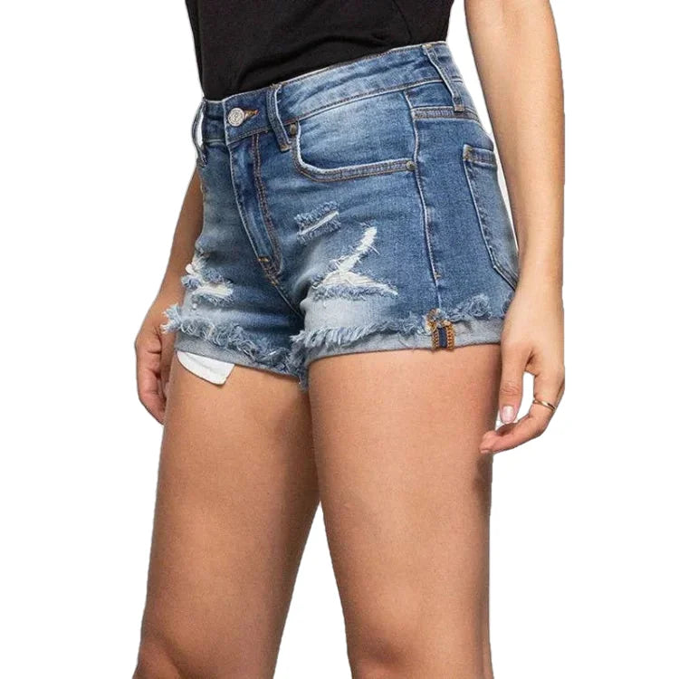 Vanilla Monkey - Distressed Cuff Denim Shorts - - synikclothing.com