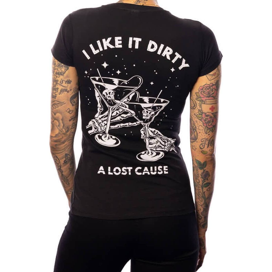 A Lost Cause - Martini V2 Fitted Tee: L / Black - - Synik Clothing - synikclothing.com